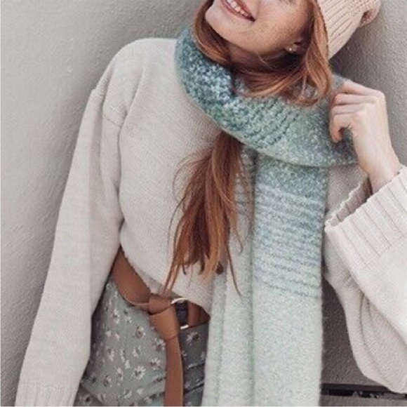 Anthropologie Mer Sea for Anthropologie Large Blanket Scarf Wrap Ombre gray OS - Picture 3 of 11